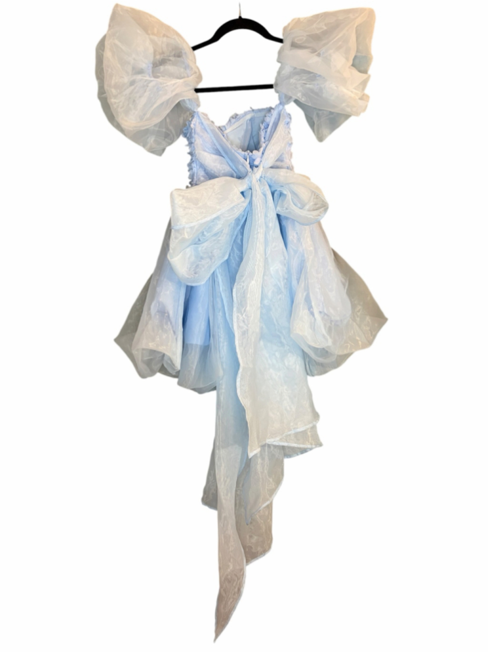 Faeriesty Powder Blue 3D Floral Balloon Mini Dress XS Coquette Bow - Picture 7 of 8
